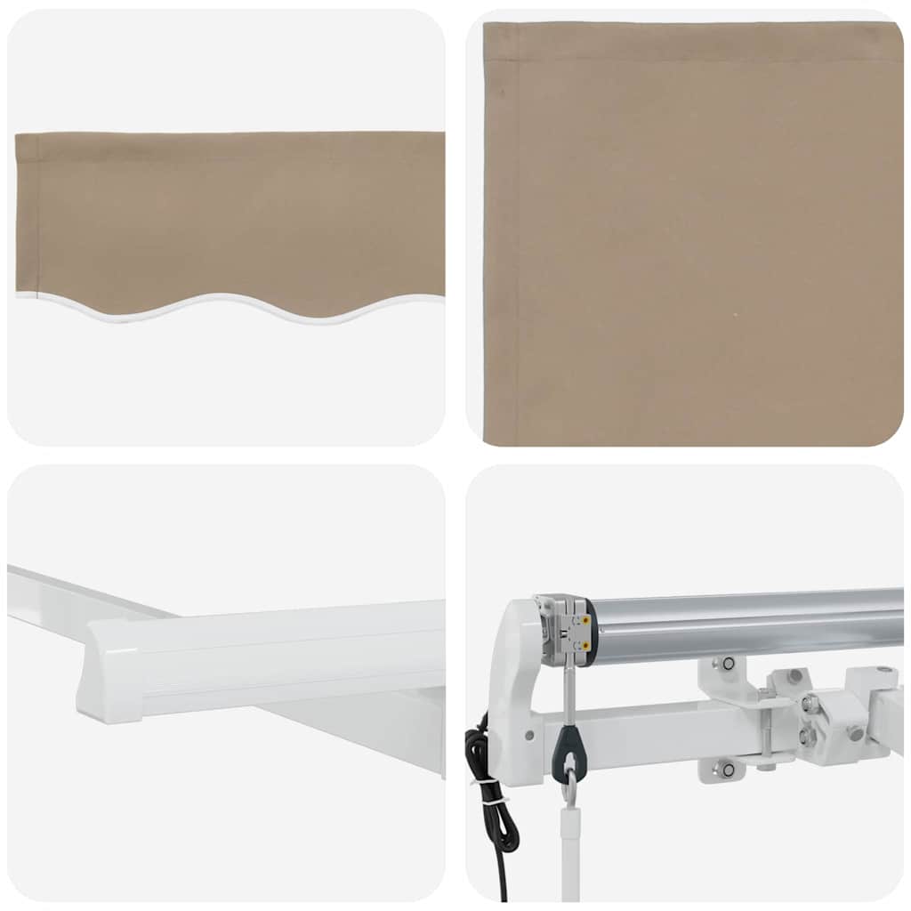 Inklapbaar Zonnescherm Beige 350 X 200 Cm Beige (Wit Frame) 3.5 x 2 m