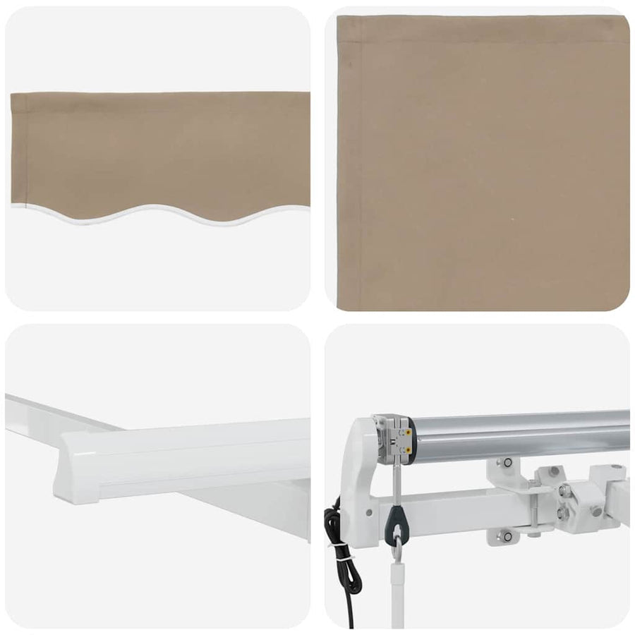 Inklapbaar Zonnescherm Beige 350 X 200 Cm Beige (Wit Frame) 3.5 x 2 m