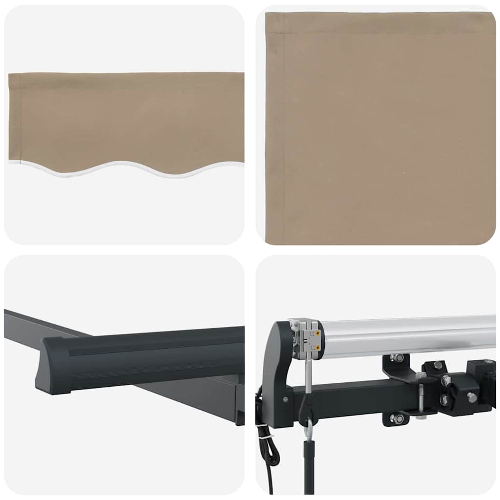 Inklapbaar Zonnescherm Beige 350 X 200 Cm Beige (Anthraciet Frame) 3.5 x 2 m