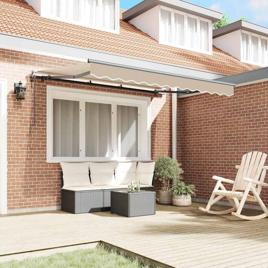 Inklapbaar Zonnescherm Beige 350 X 200 Cm Beige (Anthraciet Frame) 3.5 x 2 m