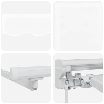 Inklapbaar Zonnescherm Wit 350 X 200 Cm Polyester En Metaal Wit (Wit Frame) 3,5 x 2 m