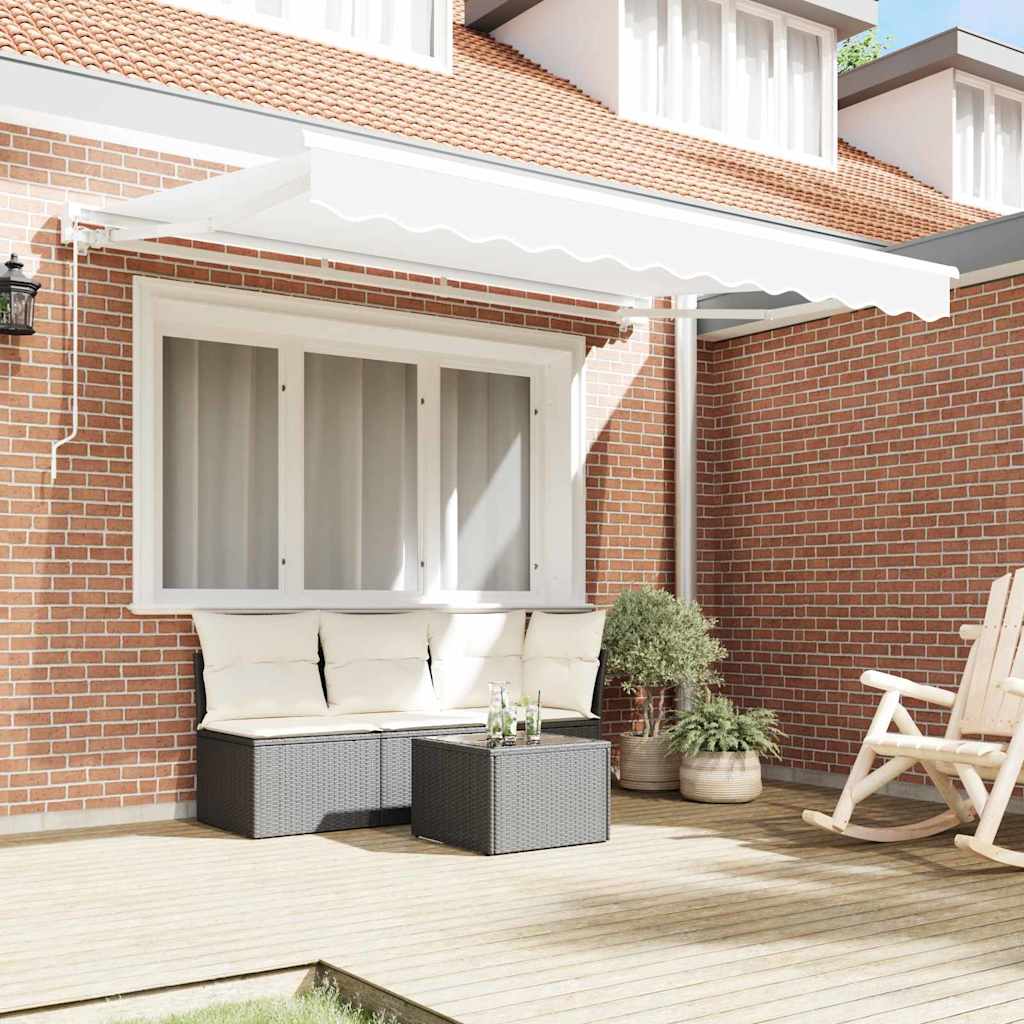 Inklapbaar Zonnescherm Wit 350 X 200 Cm Polyester En Metaal Wit (Wit Frame) 3,5 x 2 m