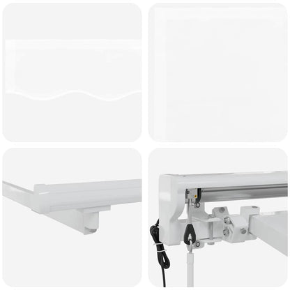 Inklapbaar Zonnescherm Wit 350 X 200 Cm Polyester En Metaal Wit (Wit Frame) 3,5 x 2 m