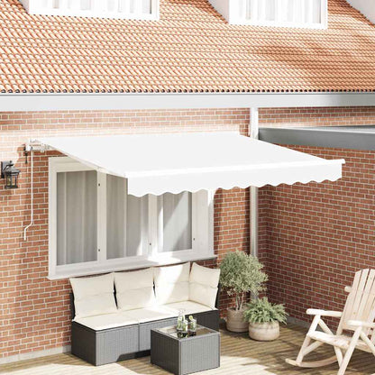 Inklapbaar Zonnescherm Wit 350 X 200 Cm Stof 3,5 x 2 m