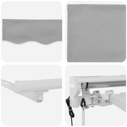 Inklapbaar Zonnescherm 350X200 Cm Stof Lichtgrijs 3.5 x 2 m