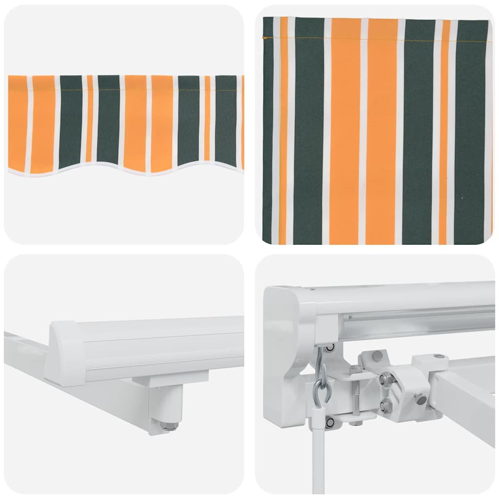 Inklapbaar Zonnescherm 350X200 Cm Stof Groen En Geel 3.5 x 2 m