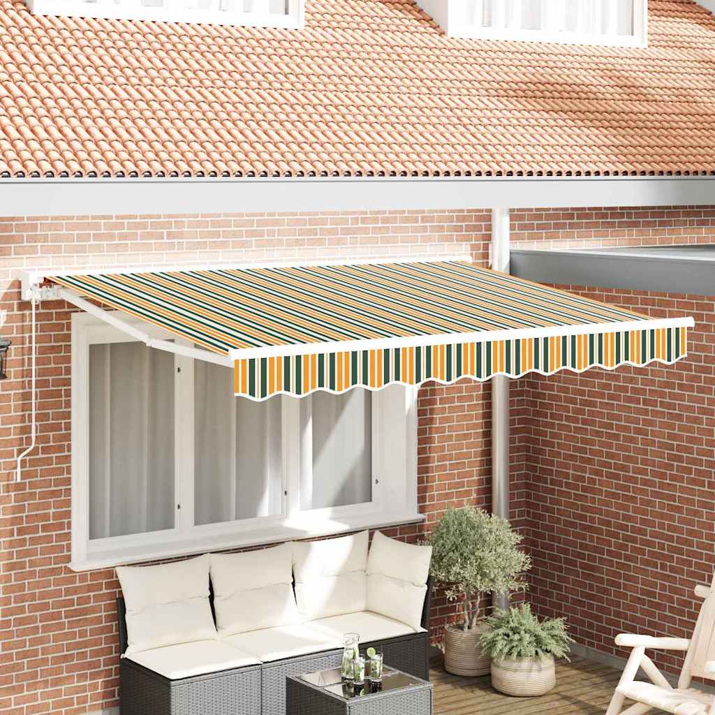 Inklapbaar Zonnescherm 350X200 Cm Stof Groen En Geel 3.5 x 2 m