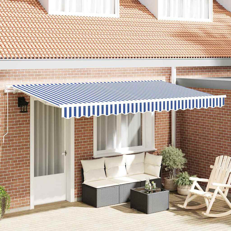Inklapbaar Zonnescherm Blauw en Wit