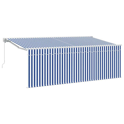 Inklapbaar Zonnescherm Gestreept Blauw en Wit