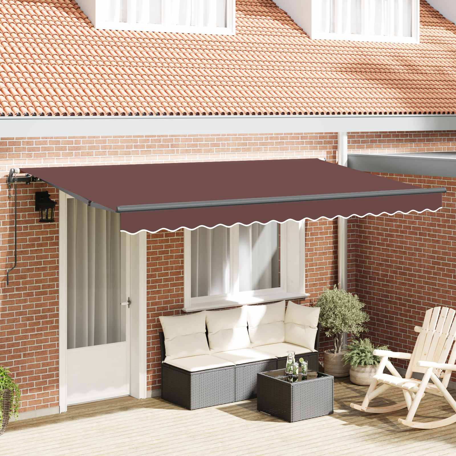 Inklapbaar Zonnescherm Bruin 400 x 200 cm Stof
