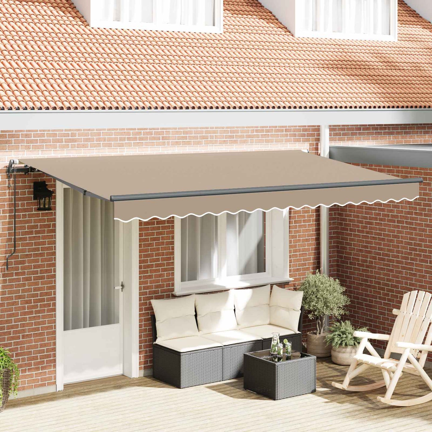 Inklapbaar Zonnescherm Beige 400 x 200 cm Stof