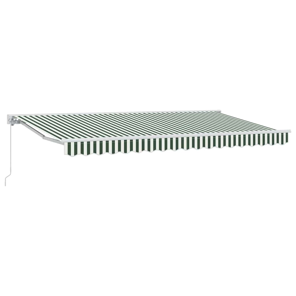 Inklapbaar Zonnescherm 400X200 Cm Stof Groen En Wit 4 x 2 m
