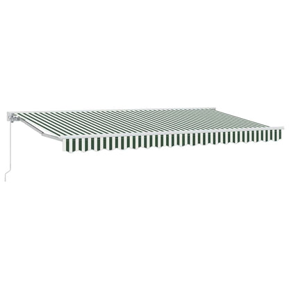 Inklapbaar Zonnescherm 400X200 Cm Stof Groen En Wit 4 x 2 m