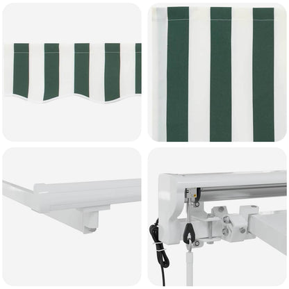 Inklapbaar Zonnescherm 400X200 Cm Stof Groen En Wit 4 x 2 m