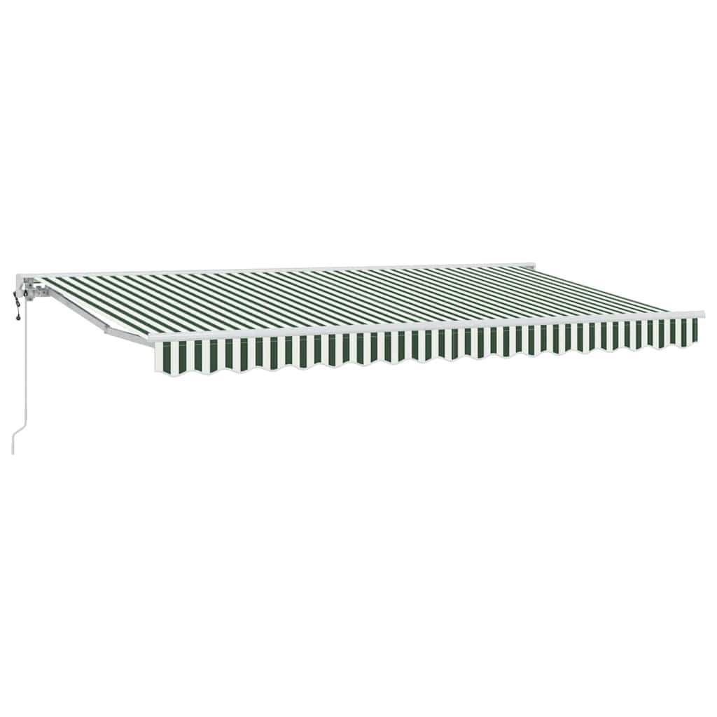 Inklapbaar Zonnescherm 400X200 Cm Stof Groen En Wit 4 x 2 m