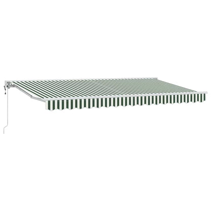 Inklapbaar Zonnescherm 400X200 Cm Stof Groen En Wit 4 x 2 m