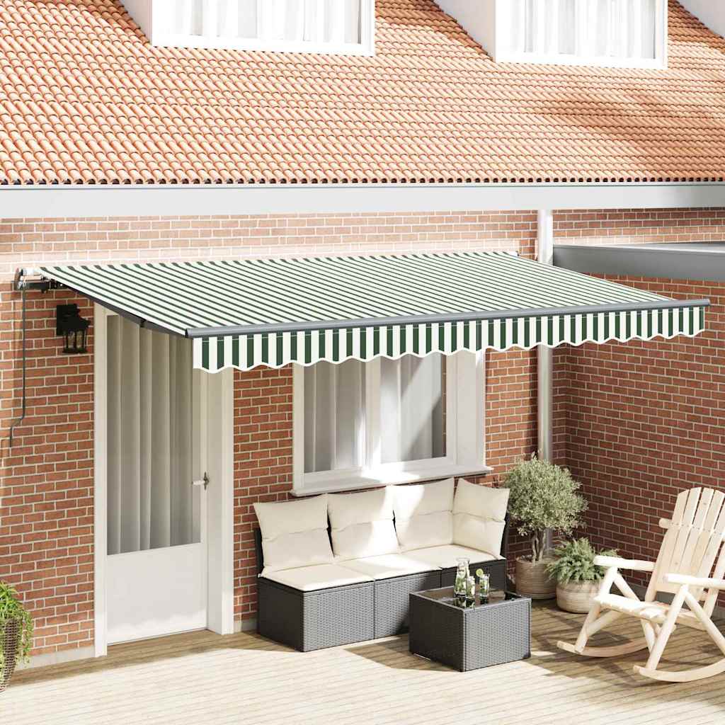 Inklapbaar Zonnescherm En 400 X 200 Cm Groen En Wit (Anthraciet Frame) 4 x 2 m