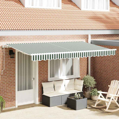 Inklapbaar Zonnescherm En 400 X 200 Cm Groen En Wit (Wit Frame) 4 x 2 m