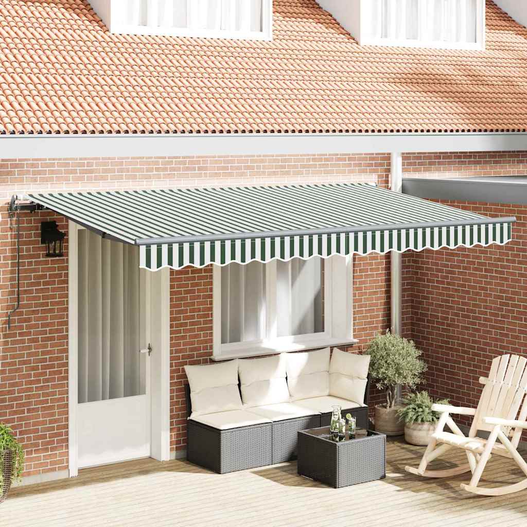 Inklapbaar Zonnescherm En 400 X 200 Cm Groen En Wit (Anthraciet Frame) 4 x 2 m