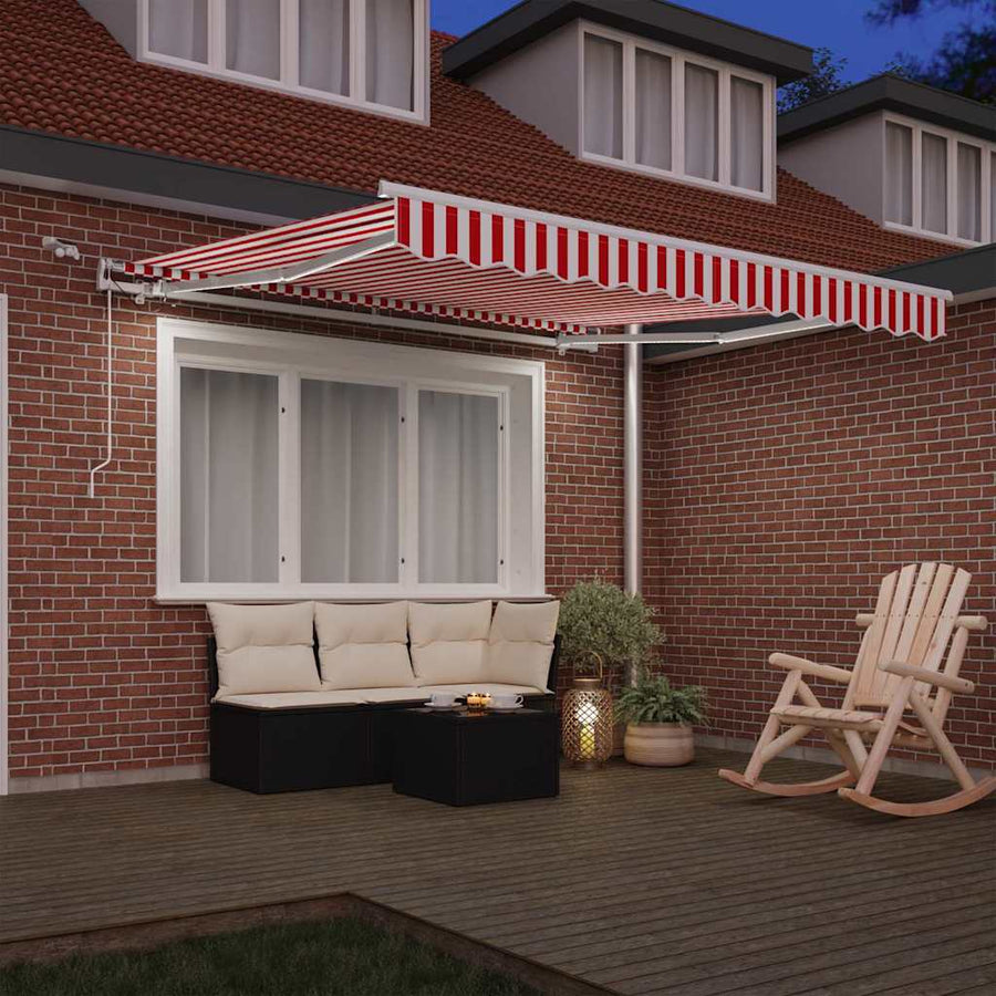 Inklapbaar Zonnescherm Rood en Wit 300 x 250 cm Stof en Metaal
