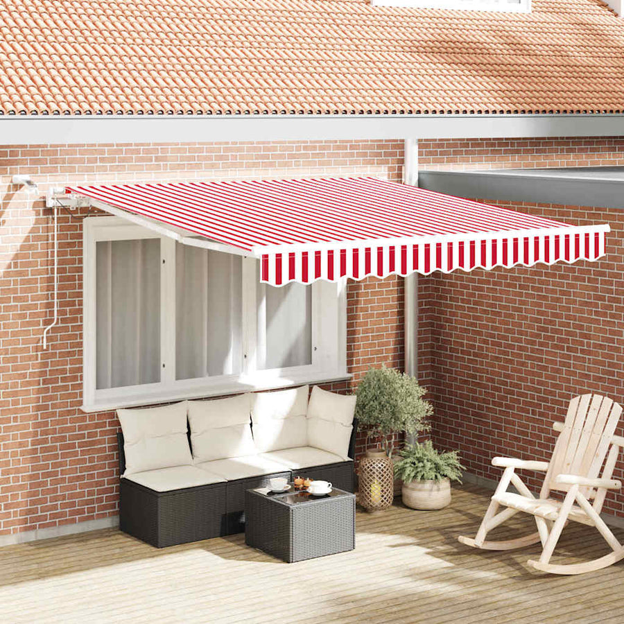 Inklapbaar Zonnescherm Rood en Wit 300 x 250 cm Stof en Metaal