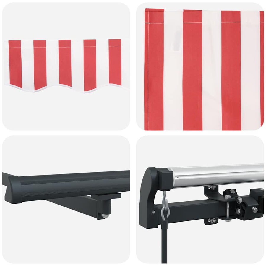 Handmatige Zonnescherm Rood en wit 300 x 250 cm Stof