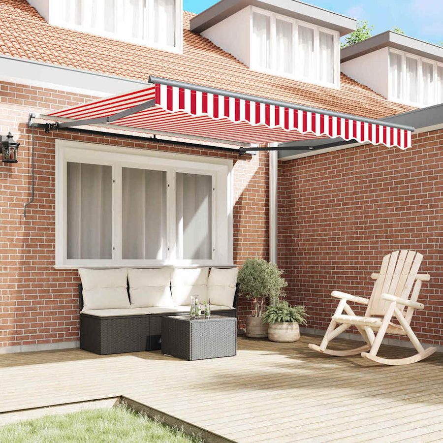 Handmatige Zonnescherm Rood en wit 300 x 250 cm Stof