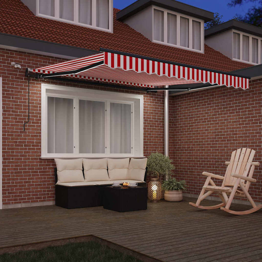 Inklapbaar Zonnescherm Met Stof Rood En Wit 300 x 250 cm
