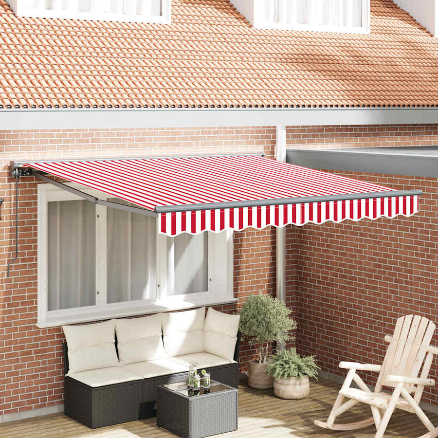 Inklapbaar Zonnescherm Rood en Witte Streep 300x250 cm