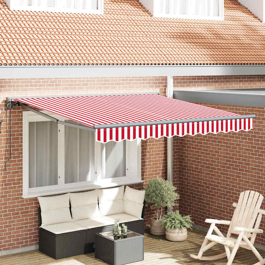 Inklapbaar Zonnescherm Rood en Witte Streep 300x250 cm Metaal