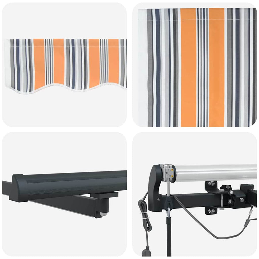 Inklapbaar Zonnescherm Met Multikleur Stof Oranje/Grijs/Blauw Wit 300 x 250 cm