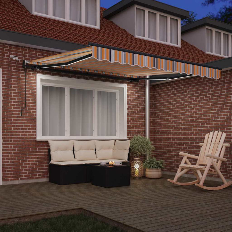 Inklapbaar Zonnescherm Met Multikleur Stof Oranje/Grijs/Blauw Wit 300 x 250 cm