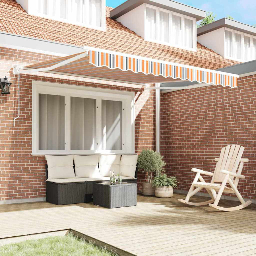 Inklapbaar Zonnescherm Multikleur 300 X 250 Cm Stof Oranje/Grijs/Blauw Wit