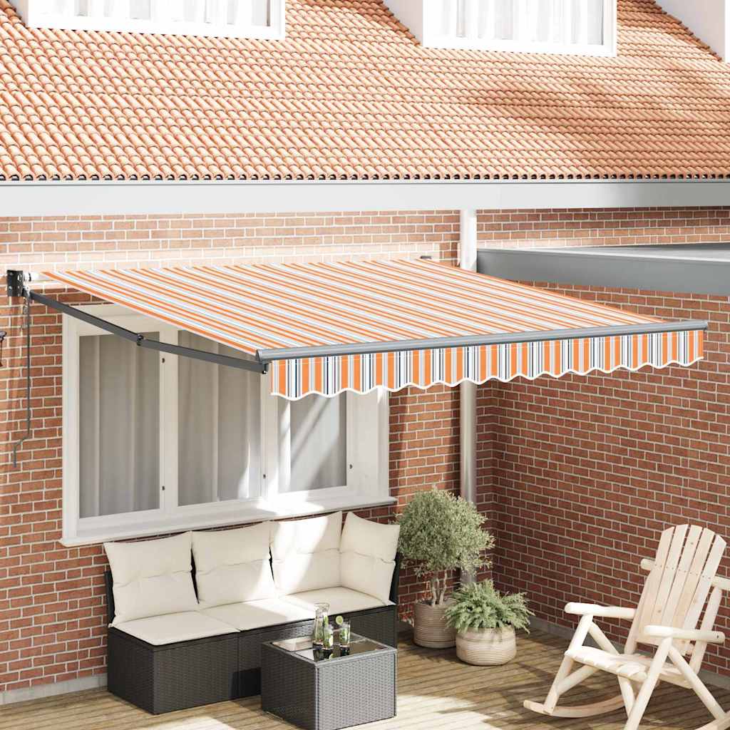 Inklapbaar Zonnescherm Multikleur 300 X 250 Cm Oranje/Grijs/Blauw Wit