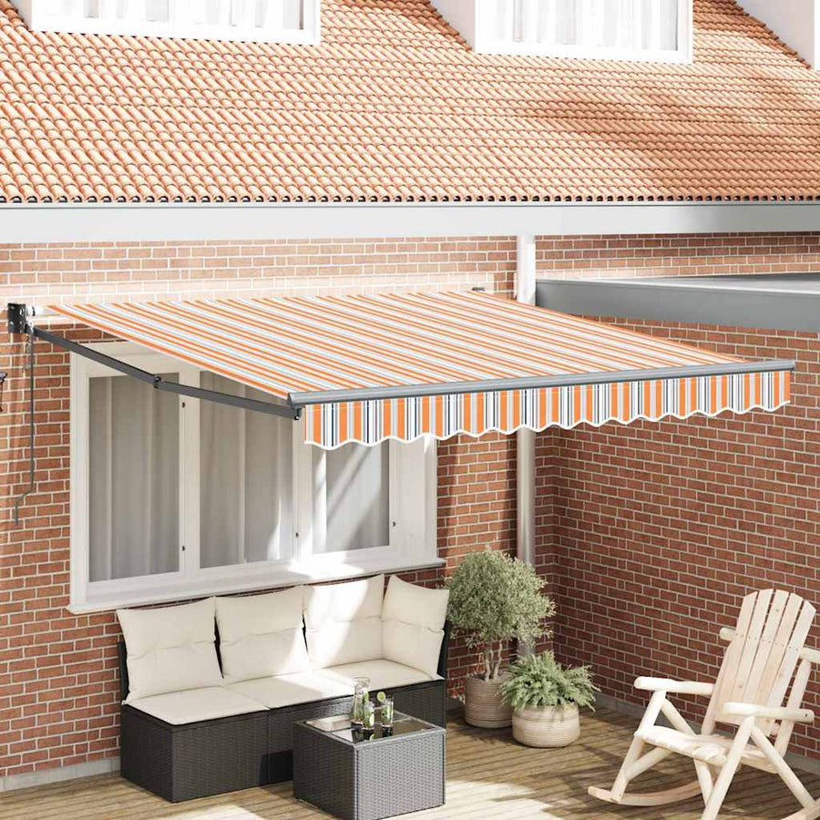Inklapbaar Zonnescherm Multikleur 300 X 250 Cm Oranje/Grijs/Blauw Wit