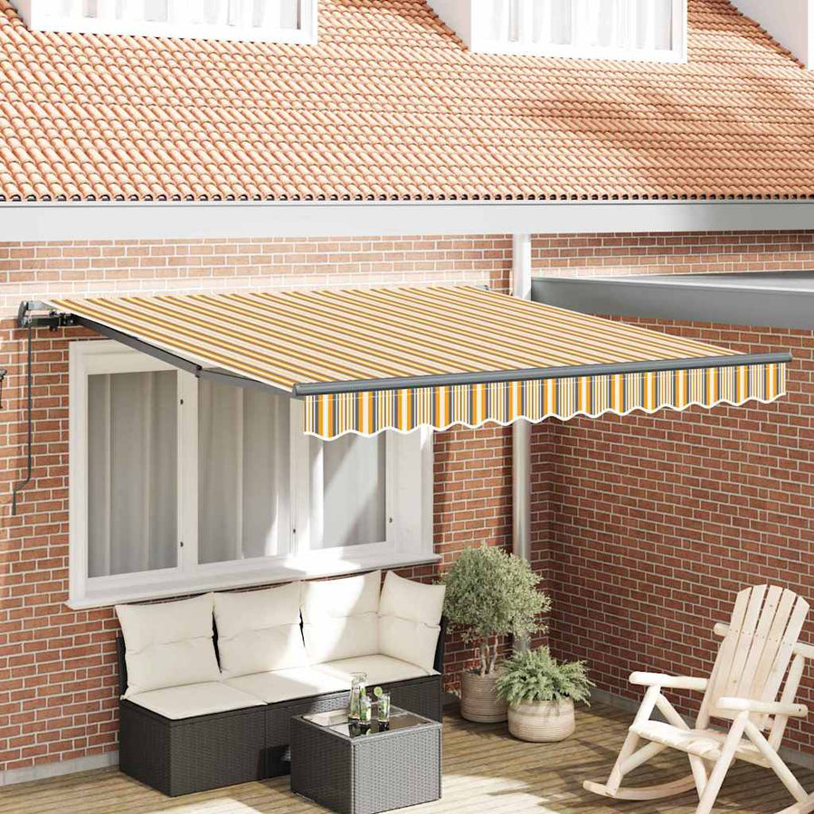 Inklapbaar Zonnescherm Multikleur 300 X 250 Cm Stof Geel/Grijs/Wit