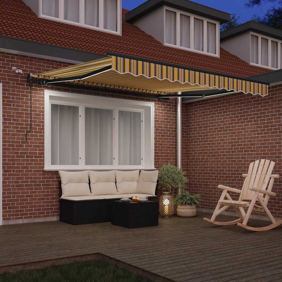 Inklapbaar Zonnescherm Met Multikleur Stof Geel/Grijs/Wit 300 x 250 cm