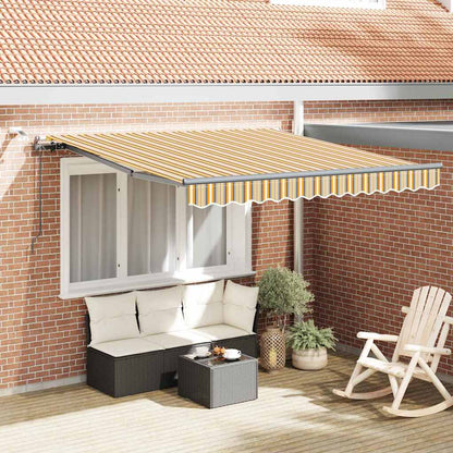 Inklapbaar Zonnescherm Met Multikleur Stof Geel/Grijs/Wit 300 x 250 cm