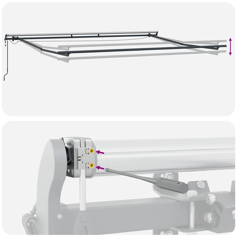 Inklapbaar Zonnescherm Met Multikleur Stof Geel/Grijs/Wit 300 x 250 cm