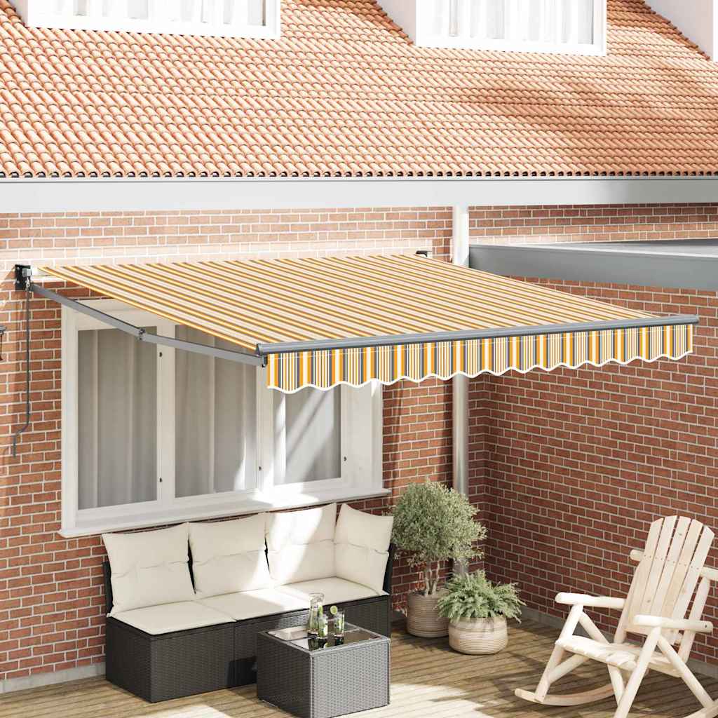 Markies Gestreept Multikleur 3 X 2,5 M Polyester En Metaal Geel/Grijs/Wit