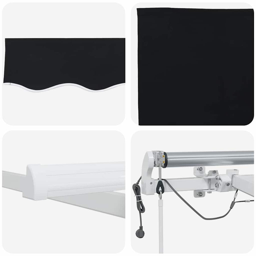 Inklapbaar Zonnescherm Zwart 300 x 250 cm Stof en Metaal