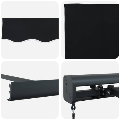 Inklapbaar Zonnescherm Zwart 300 x 250 cm Stof en Metaal