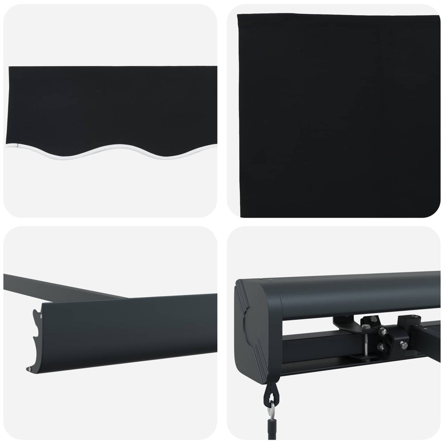 Inklapbaar Zonnescherm Zwart 300 x 250 cm Stof en Metaal