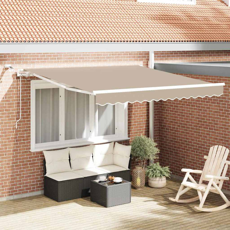 Inklapbaar Zonnescherm Beige 300 x 250 cm Polyester en Metaal