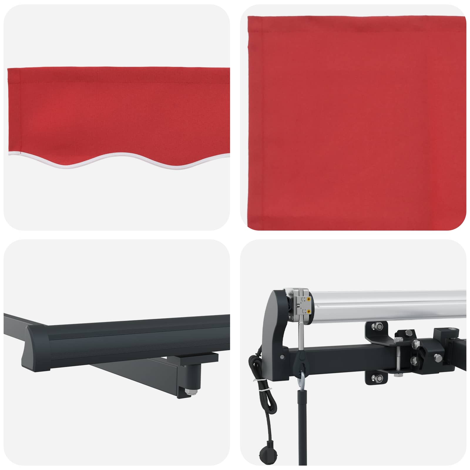 Inklapbaar Zonnescherm Rood 300 x 250 cm Stof en Aluminium