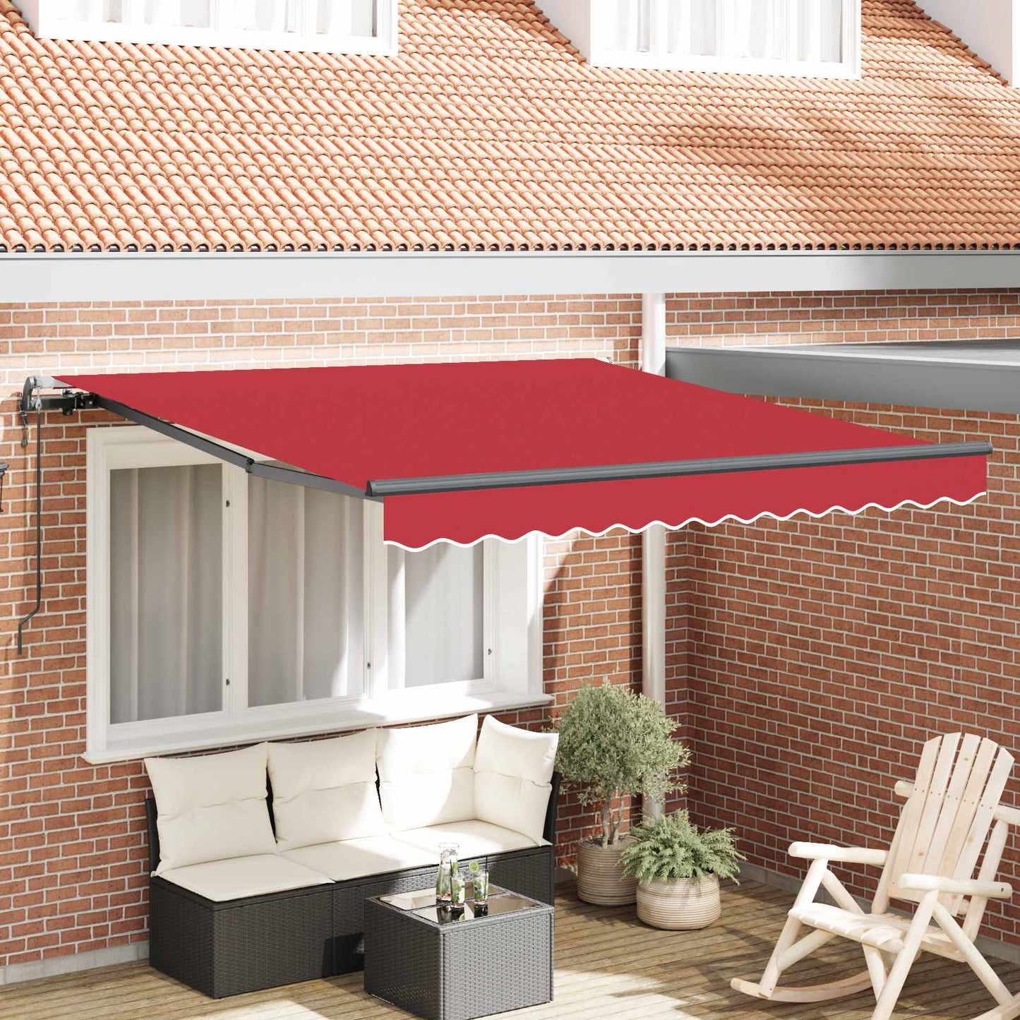 Inklapbaar Zonnescherm Rood 300 x 250 cm Stof en Aluminium
