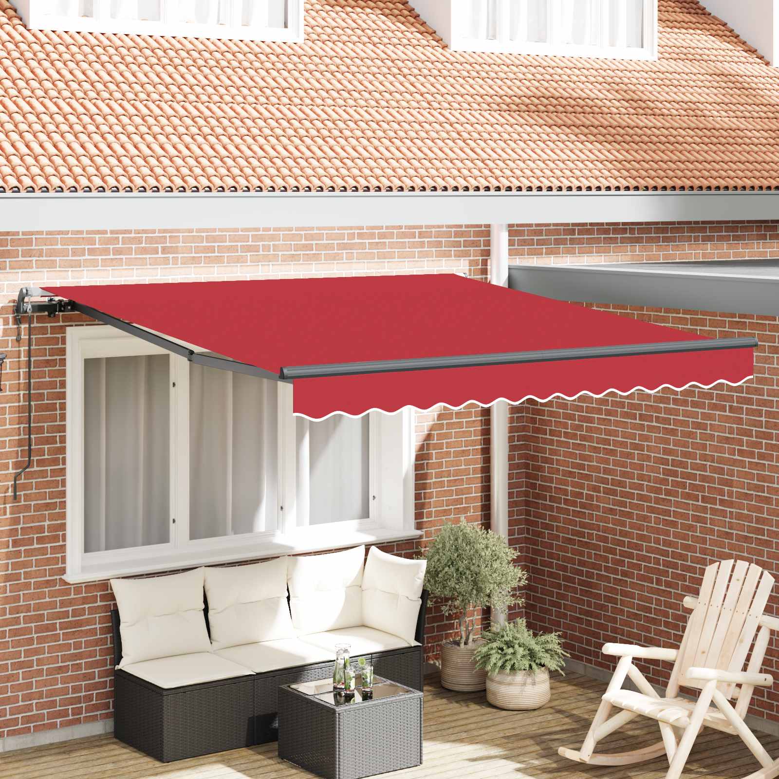 Inklapbaar Zonnescherm Rood 300 x 250 cm Stof en Aluminium