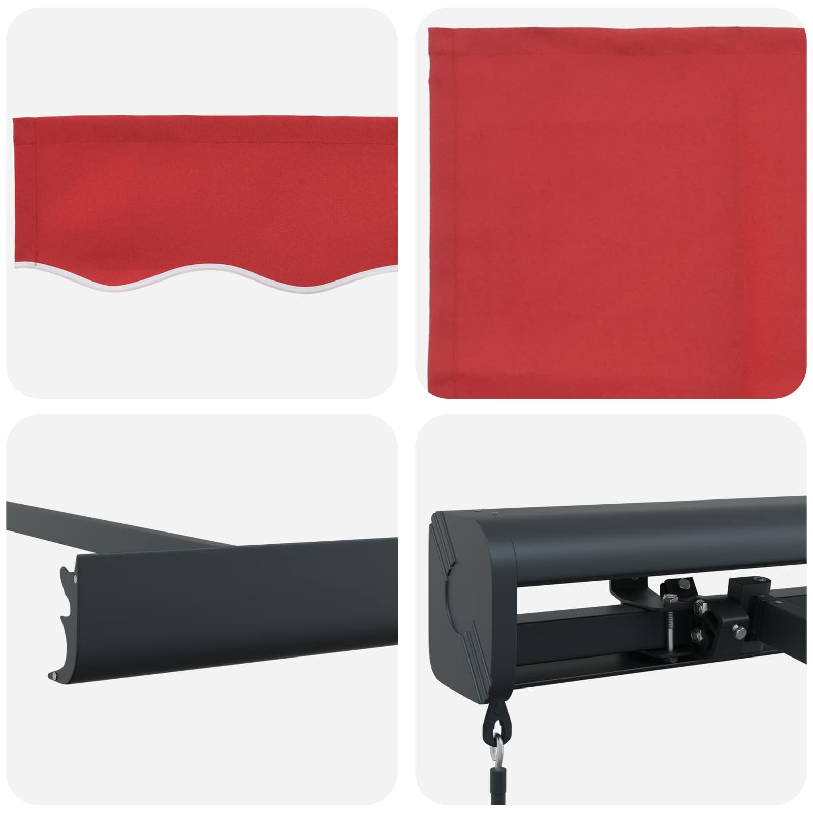 Inklapbaar Zonnescherm Rood 300 x 250 cm Stof en Metaal
