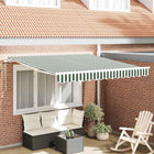 Striped Green and White Awning 3 x 2.5 m Polyester and metal