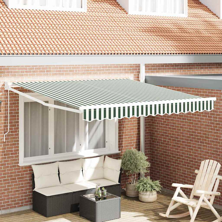 Markies Gestreept Groen en wit 3 x 2,5 m Polyester en metaal